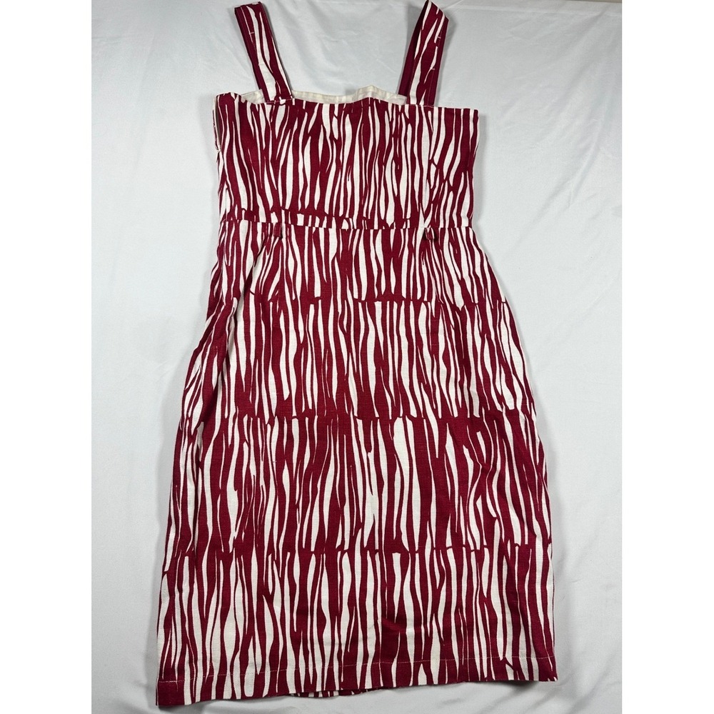 Max Mara Linen Red White Zebra Print Linen Sheath Dress Made in Italy Size 6 - Picture 7 of 8